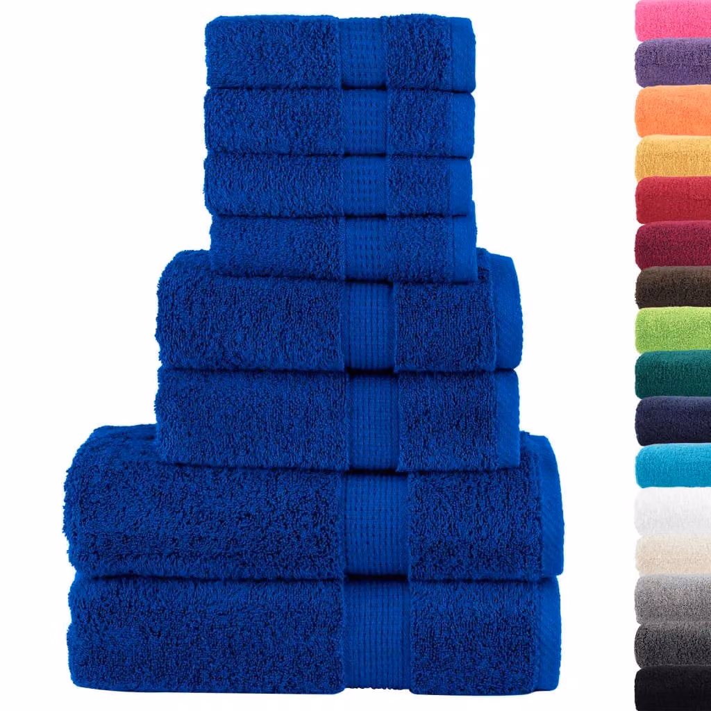 Berkfield Home SOLUND 8 Piece Premium Blue Cotton Terry Towel Set, 600 gsm – 2