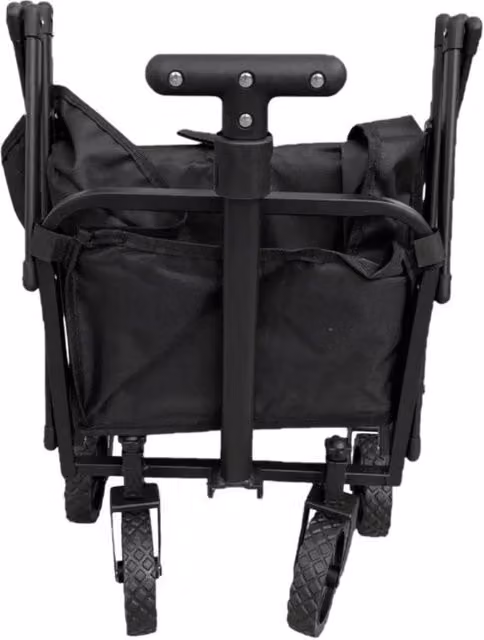 NESTLUNE 50L Folding Garden Wagon and Beach Shopping Trolley in Black