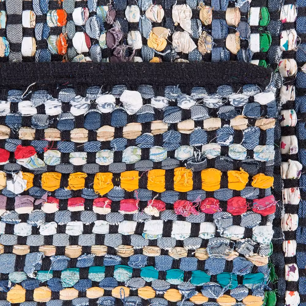 Wyld and Coco Handwoven Cotton Rag Rug in Navy Multicolour, Rectangular, W: 140 cm, D: 200 cm – 5