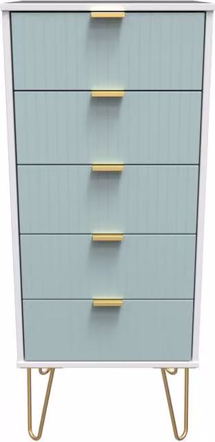 2 U Bexley 5 Drawer Tall Bedside Chest in Duck Egg Blue