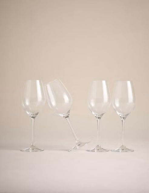 M&S Set of 4 Maxim Clear Crystal White Wine Glasses