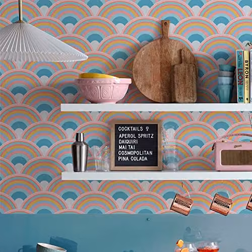 Graham & Brown Envy Curve Wallpaper in Blue, Pink and Multicolour Geometric Abstract Design – 2