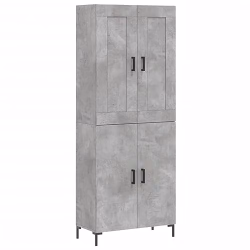 vidaXL Modern Highboard in Concrete Grey with Hinged Doors and Internal Shelves, W/D/H: 69.5 x 34 x 180 cm