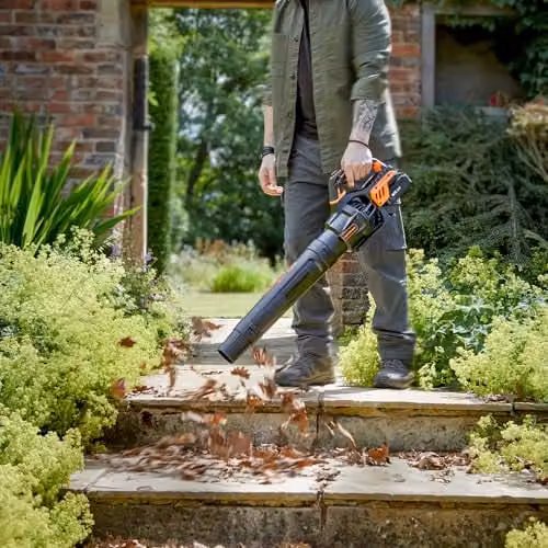 LawnMaster MX 24V Axial Cordless Leaf Blower in Orange with Rechargeable Battery and Charger – 3