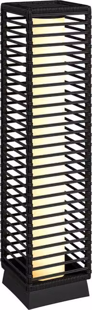 Outsunny Solar Rattan Floor Lamp in Black with Auto On/Off Dusk Sensor