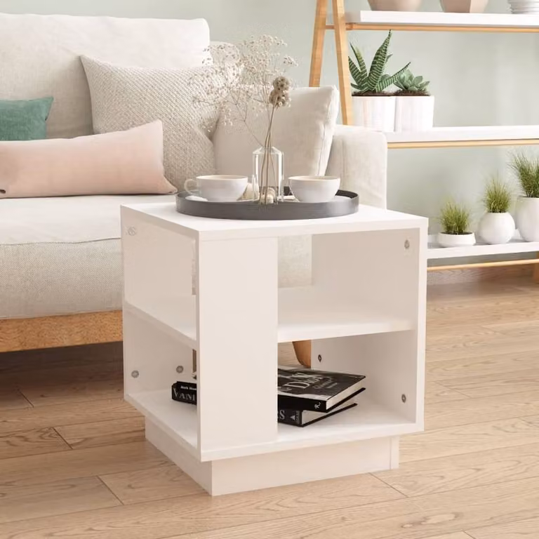 Berkfield Home Modern Square Coffee Table in White, W/D/H: 40 x 40 x 43 cm