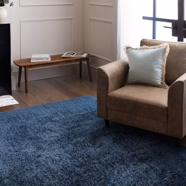 FurnitureboxUK Selby Shaggy Rug, Blue, W: 230 cm, D: 160 cm