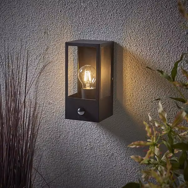 Netlighting Breton Outdoor Box Lantern in Matt Black with PIR Motion Sensor and Timer, IP44 Rated – 2