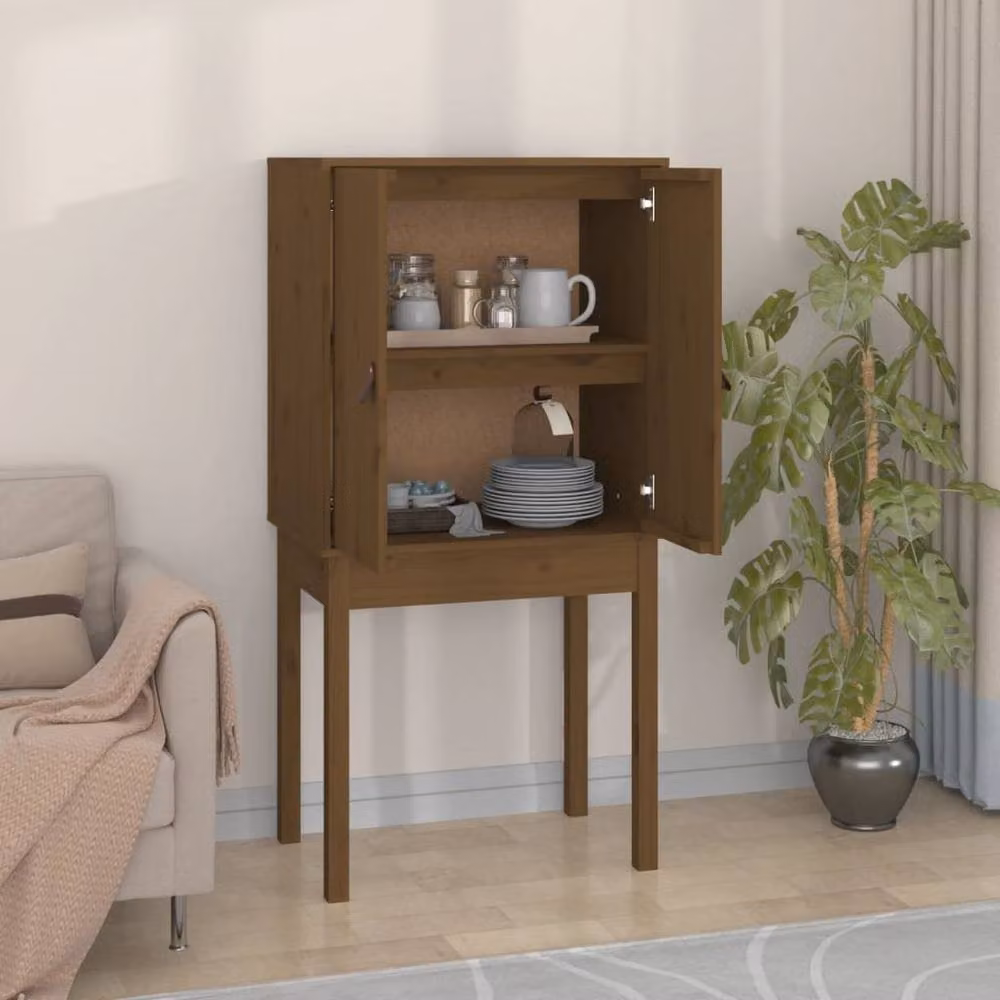 Berkfield Home Rustic Honey Brown Solid Wood Pine Highboard W/D/H: 60 x 40 x 120 cm – 2