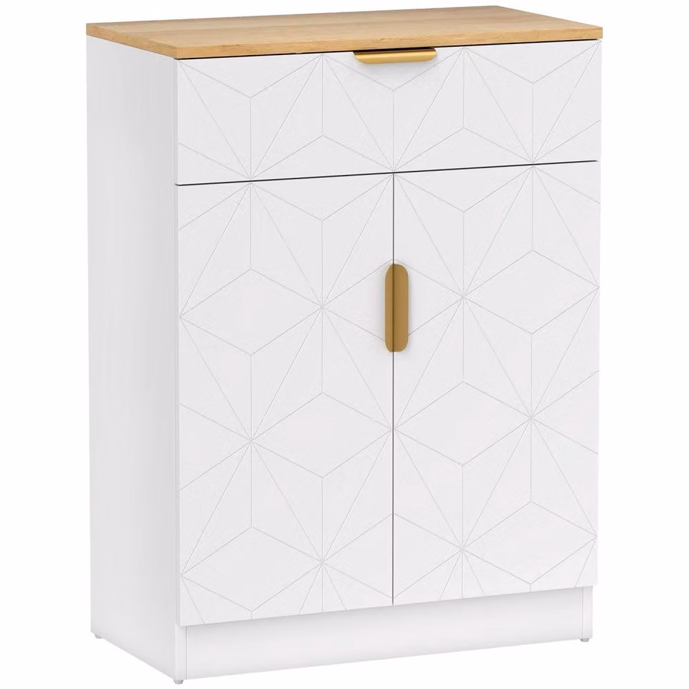 Wyld Haus Rilosa White Sideboard with Gold Accents and Matt Finish, W: 82 cm, D: 32 cm, H: 60 cm – 2