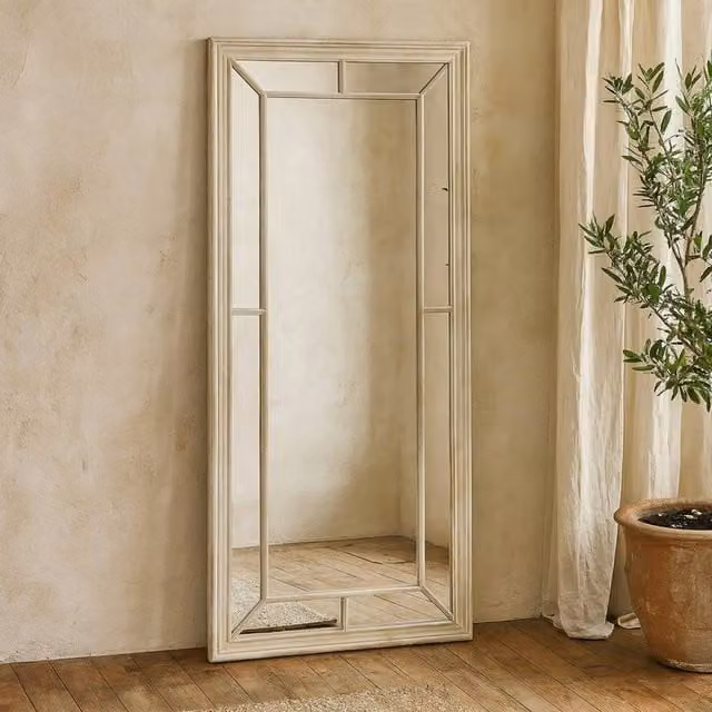 Wyld Haus Rustic Whitewashed Window Frame Wall Mirror in White