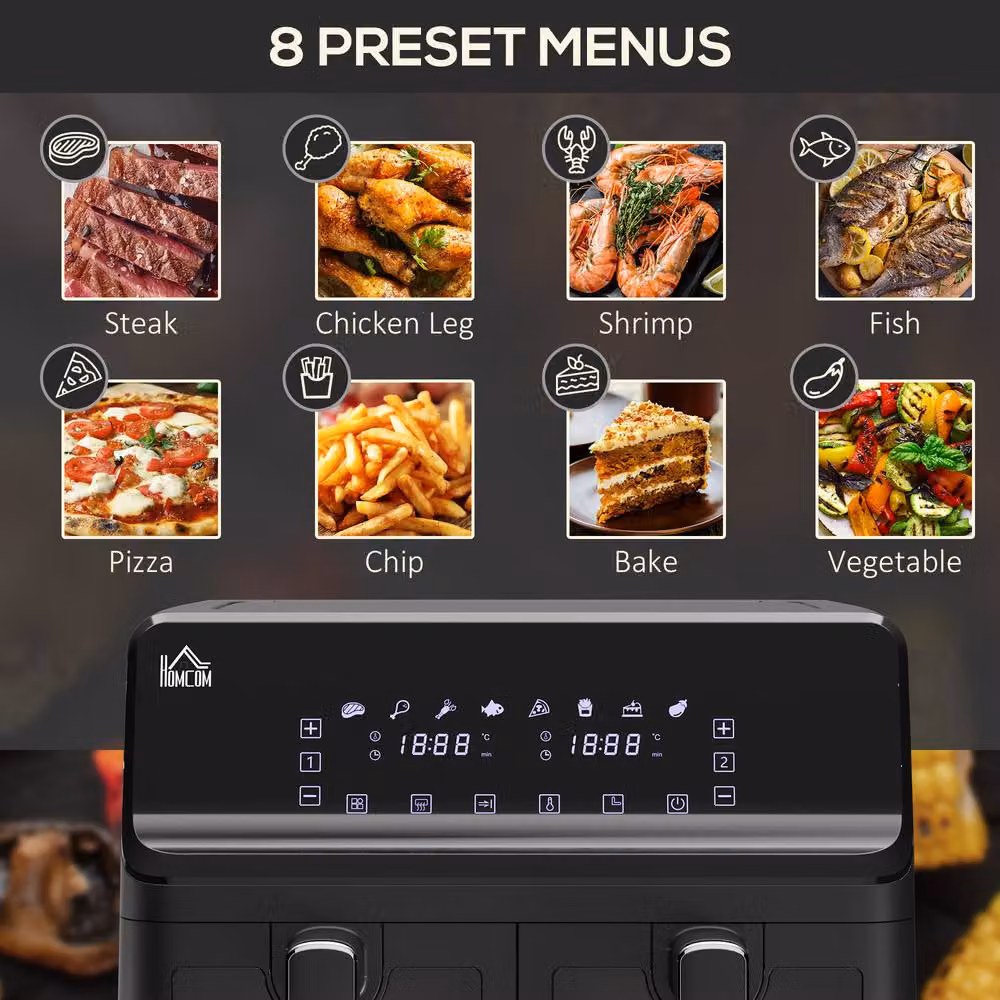 Rolipo 8L Dual Basket Air Fryer with Viewing Window and Digital Display, 2500W, Black – 5