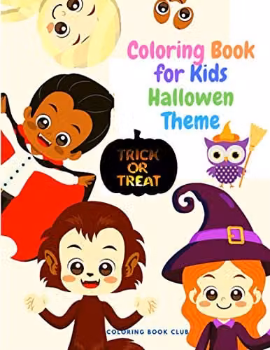Halloween Theme Colouring Book for Kids featuring Witches and Haunted Houses