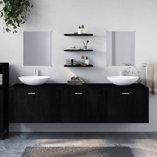 Berkfield Home 6 Piece Modern Black Matt MDF Bathroom Furniture Set