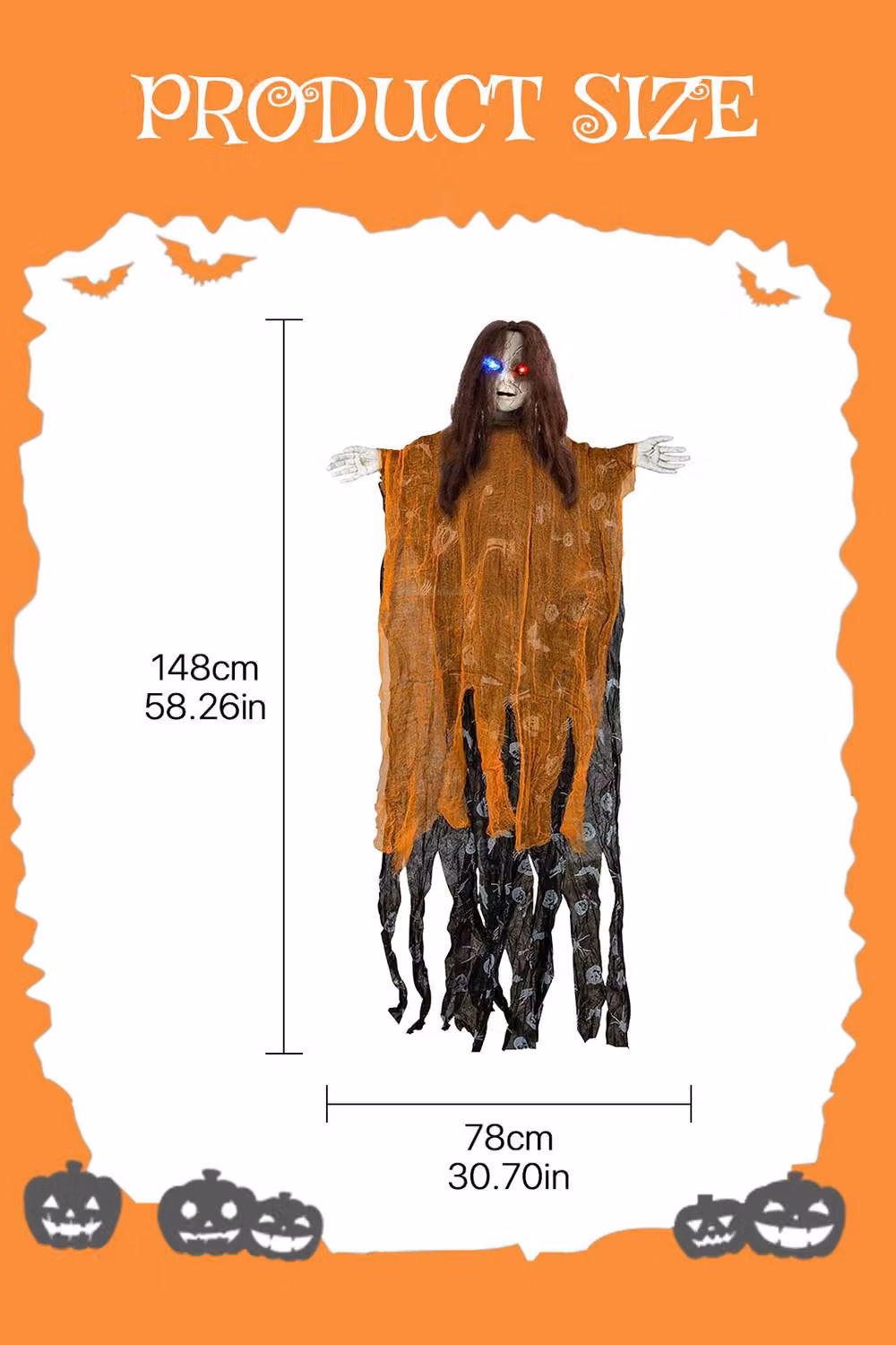 H&O Direct Hanging Halloween Skeleton Doll with Red and Blue Glowing Eyes – 2
