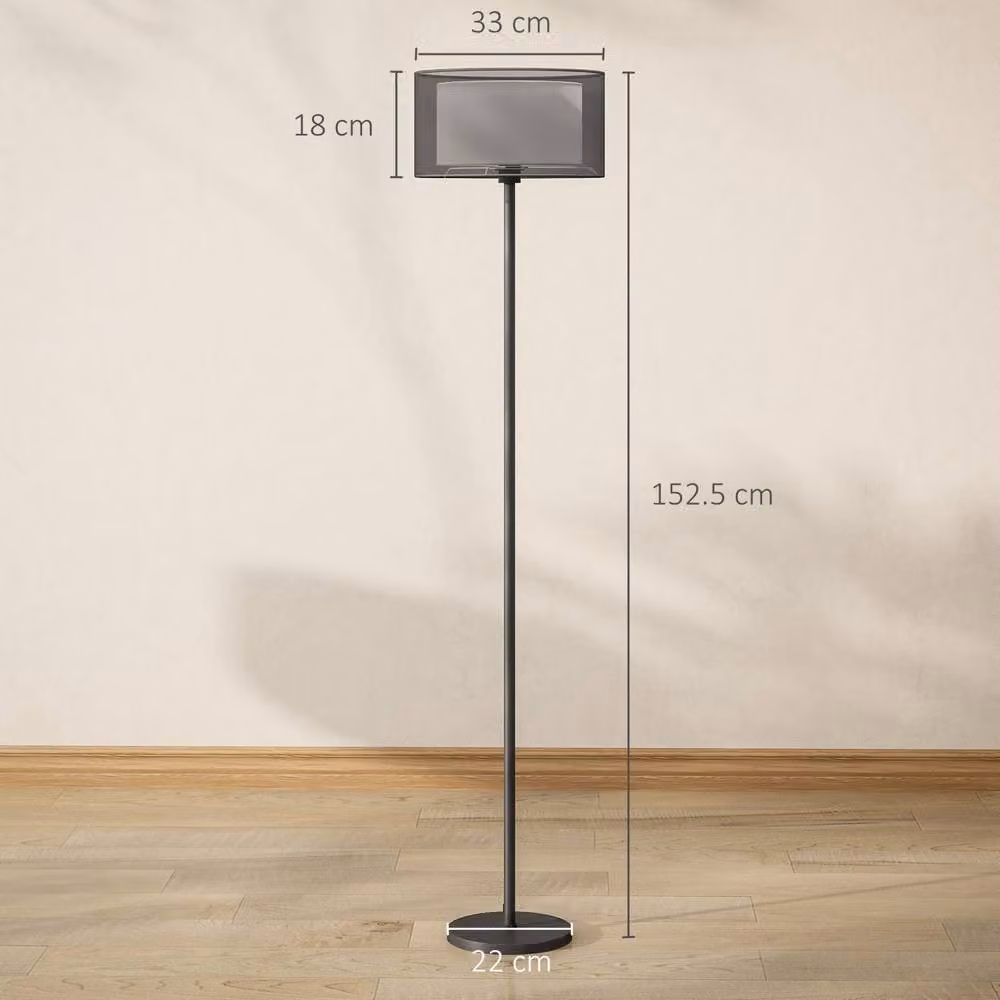 Wyld Haus Mira Minimalist Black Metal Floor Lamp with Double Layer Fabric Shade, H 152.5 cm x W 33 cm x D 33 cm – 4