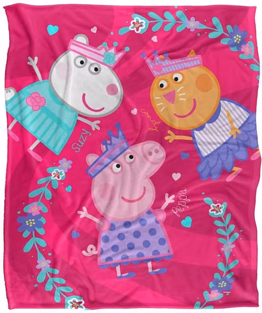 Hasbro Peppa Pig Kids Silky Touch Fleece Blanket in White, W: 152 cm, D: 127 cm