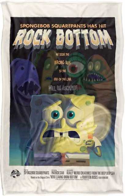 LOGOVISION Spongebob Rock Bottom Multicolour Fleece Throw Blanket for Adults – 5