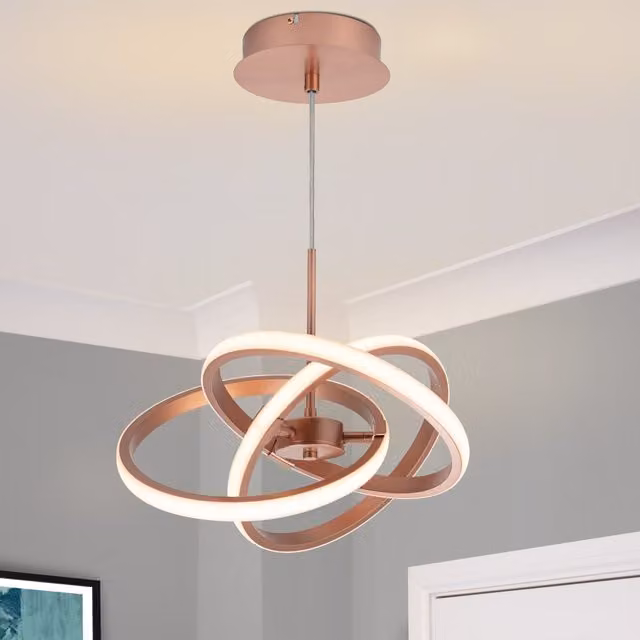 COSYLYTE Ridgley 3 Ring LED Suspended Pendant Light in Copper
