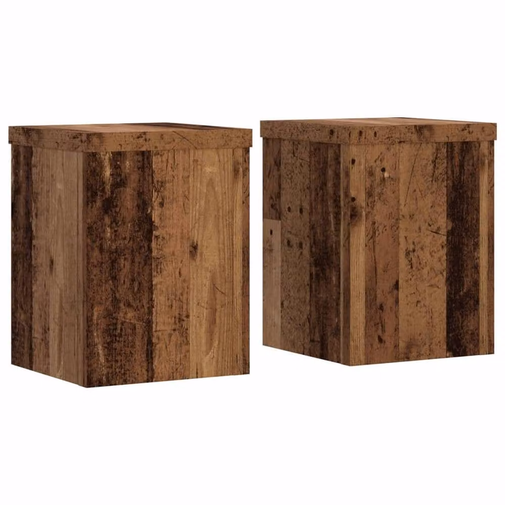 Berkfield Home Set of 2 Square Wood Tabletop Plant Stands in Brown, W/D/H: 15 x 15 x 20 cm – 2