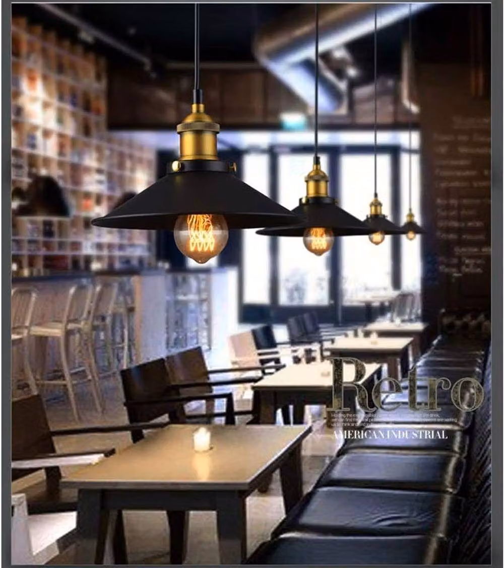 COMELY Industrial Metal Black Pendant Chandelier with Adjustable Height and E27 Filament Bulb Compatibility – 2