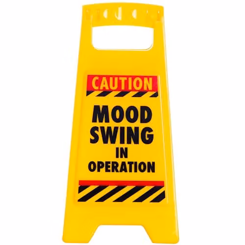 Boxer Mood Swing Novelty Warning Sign Tabletop Gift, Yellow