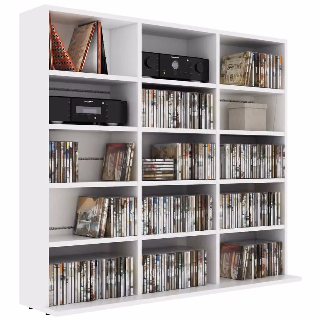 Berkfield Home White MDF CD Cabinet W/D/H: 102 x 23 x 89.5 cm – 2