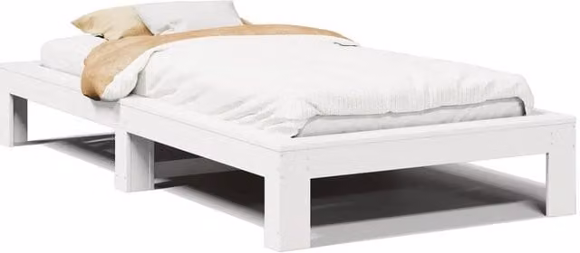 Berkfield Home Single Solid Wood Pine Bed Frame, White, W/D/H: 90 x 190 x 32 cm