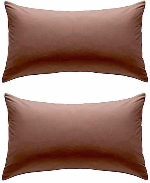 NewEdgeBlinds Plain Percale Pillowcase Pair in Beige, Yellow or Brown