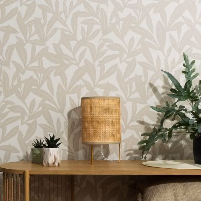 Erismann Botanical Floral Minimalist Vinyl Wallpaper Roll in Beige