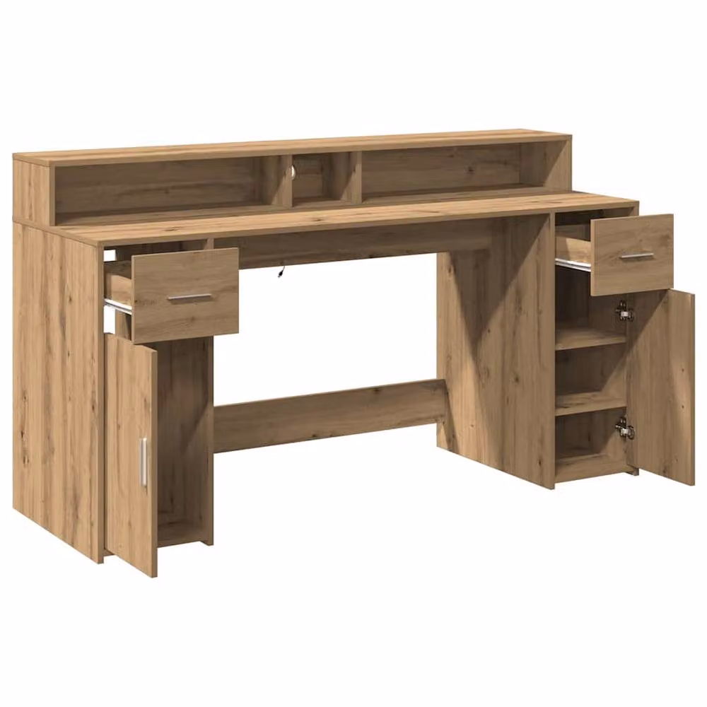 Berkfield Home Soft Gaming Desk with LED Lights in Artisan Oak Brown, W/D/H: 160 x 55 x 91 cm – 5