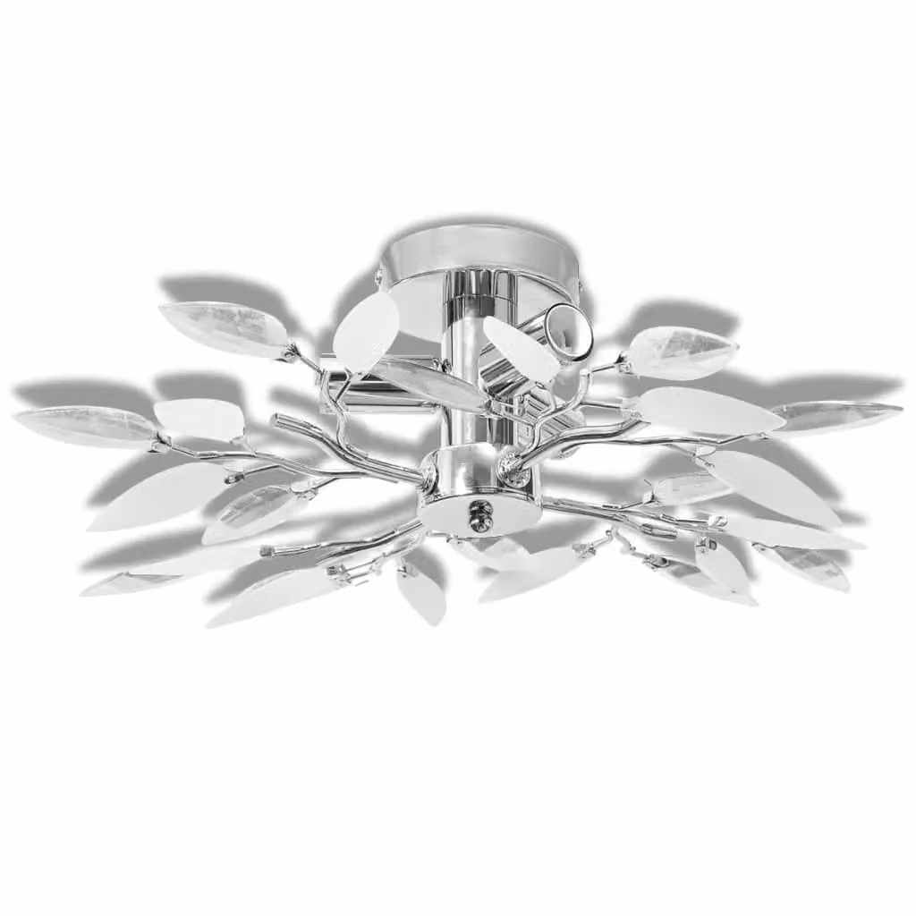 Berkfield Home Modern Ceiling Lamp in White and Transparent Acrylic with Chrome Metal Accents, 3 x E14 Bulbs – 2