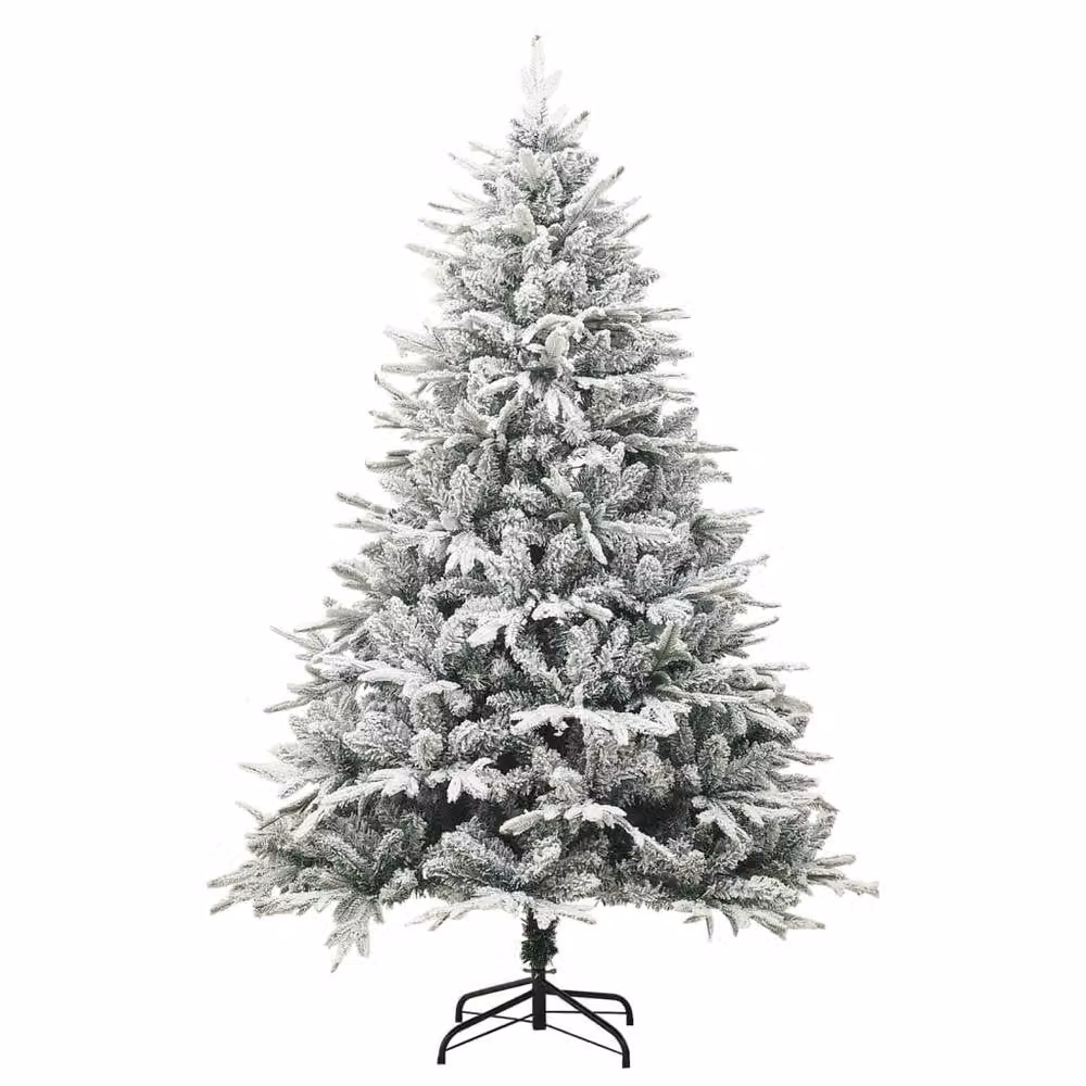 Berkfield Home Artificial Flocked Snow Christmas Tree in Green and White, Height: 240 cm – 2