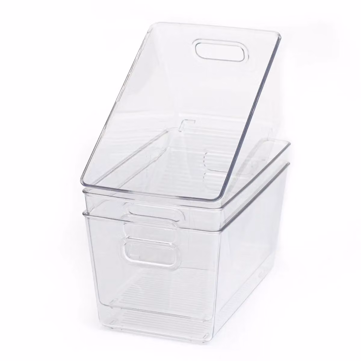 LIVIVO Set of 3 Transparent Plastic Stackable Storage Organisers, W: 25.7 cm, D: 15.3 cm, H: 13.5 cm – 1
