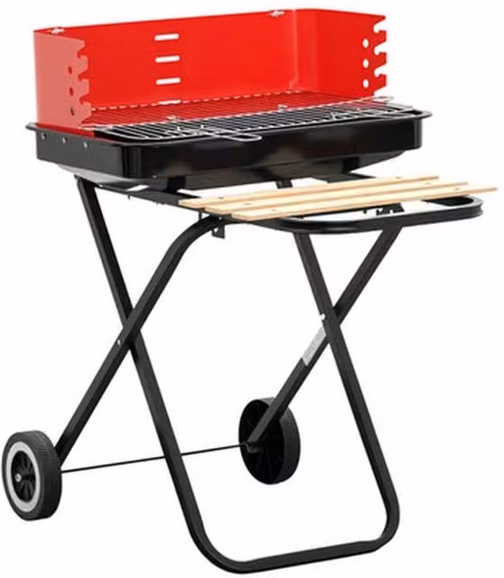 NESTLUNE Foldable Charcoal Trolley Barbecue in Black W/D/H: 100 x 15 x 84 cm
