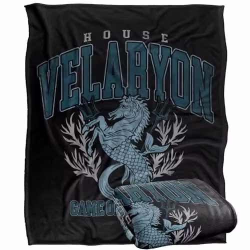Warner Bros. Game of Thrones Varsity Velaryon Super Soft Fleece Throw Blanket, Multicolour, W: 152.4 cm x H: 152 cm