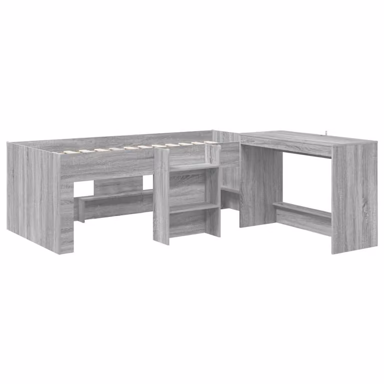 Berkfield Home Kids' High Bed Frame with Desk, 2-Piece Set in Grey Sonoma
