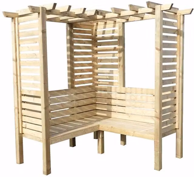 Shires Clematis Corner Arbour Garden Arch Seat in Light Brown
