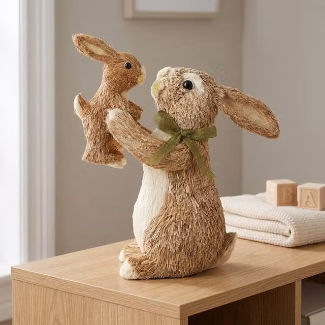 Garden Greatness Mummy Rabbit with Baby Easter Ornament in Brown