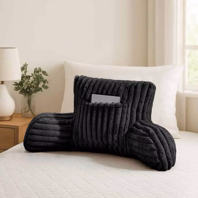 Gaveno Cavailia Black Ribbed Fleece Bolster Cushion
