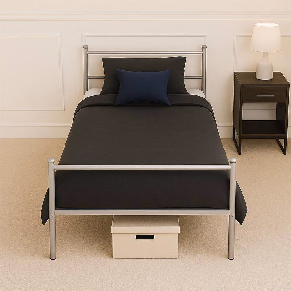 House of Home Single Metal Bed Frame in Silver, W/D/H: 90 x 190 cm – 3