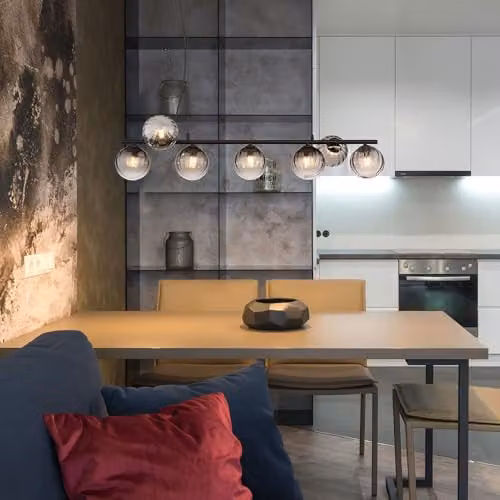 Netlighting Dallerta Bar Pendant Ceiling Light with Smoke Grey Glass Shade and Black Metal Finish, W/D/H: 95 x 17.5 x 120 cm – 2