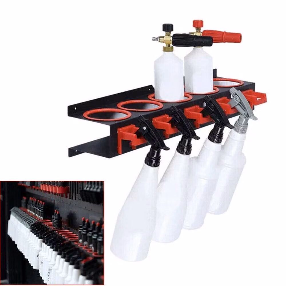 SPETLEK Black Wall Mounted Spray Bottle Holder and Aerosol Can Storage Rack – 4