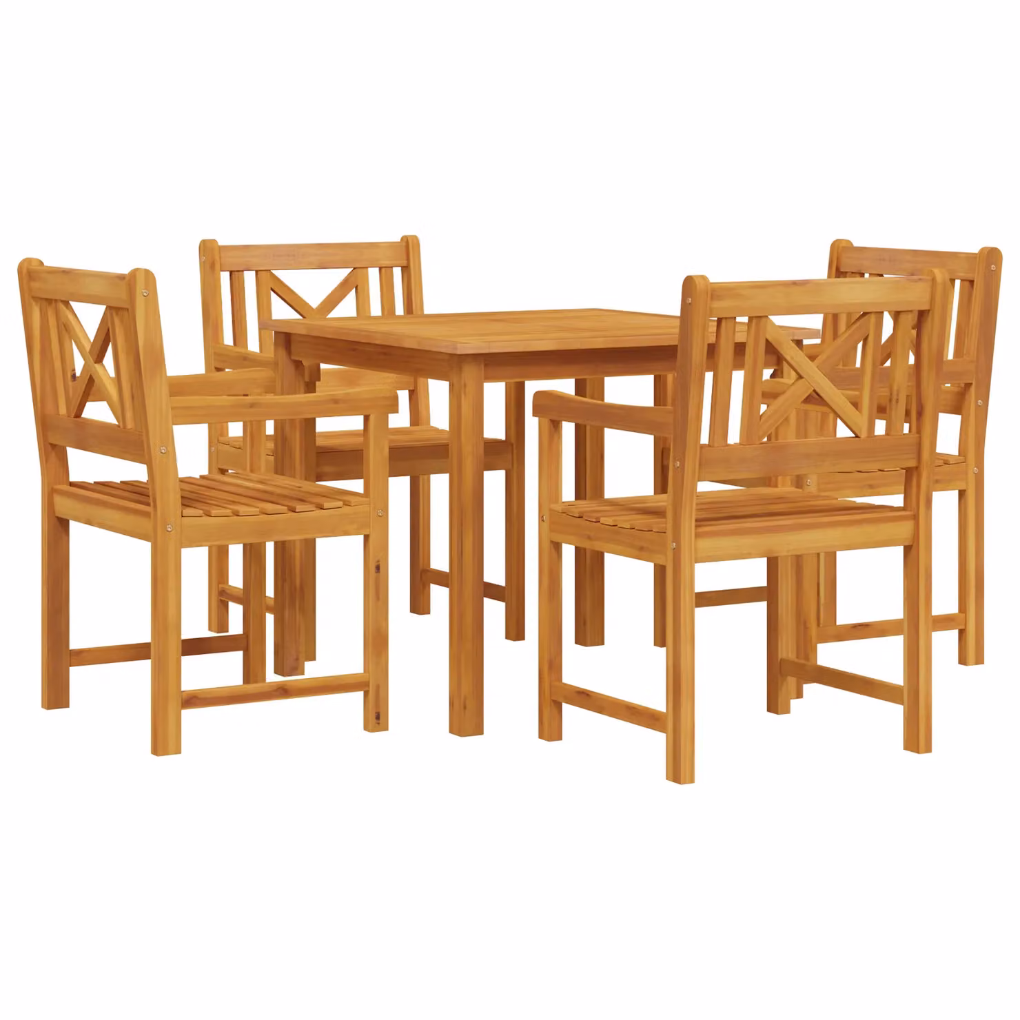 Berkfield Home 5 Piece Rustic Garden Dining Set in Brown Oiled Solid Acacia Wood – 2