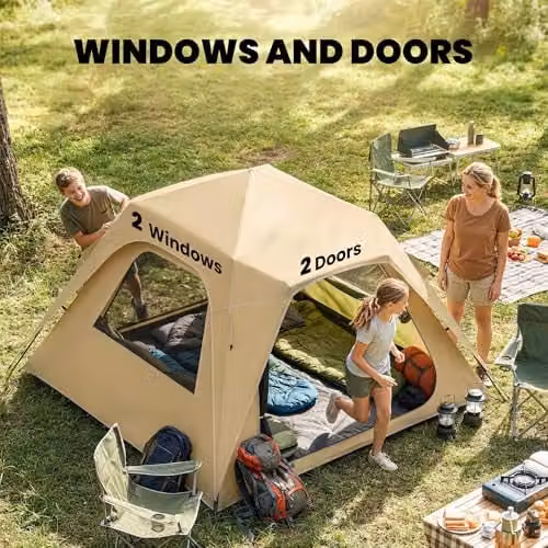 Outsunny Pop Up Instant Tent, 3000mm Waterproof with UPF50+ Protection for 2-3 People, Beige – 6