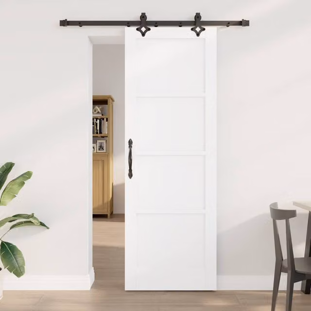 Berkfield Home Orkdal White Lacquered Solid Wood Pine Sliding Door with Hardware Set