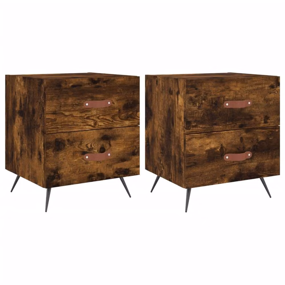 Berkfield Home Modern Bedside Cabinets, 2 Piece Set in Smoked Oak Brown, W/D/H: 40 x 35 x 47.5 cm – 2