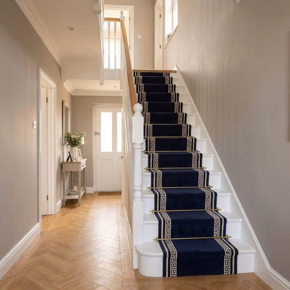 runrug Soft and Durable Stair Runner Carpet in Blue, W: 100 cm, L: 720 cm – 5