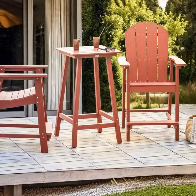 Wyld and Coco Evergreen Garden Bar Table in Red, W/D/H: 59 x 59 x 103 cm – 1