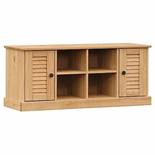 vidaXL VIGO Shoe Bench in Brown Waxed Solid Pine Wood, W: 106 cm, D: 35 cm, H: 45 cm – 1